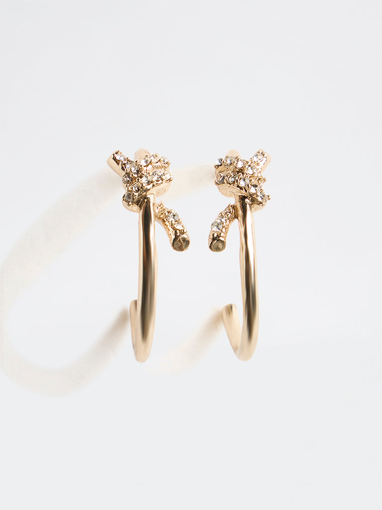Westside Accessories Gold Embellished Knot Hoop Earrings