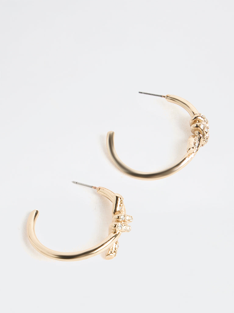 Westside Accessories Gold Embellished Knot Hoop Earrings