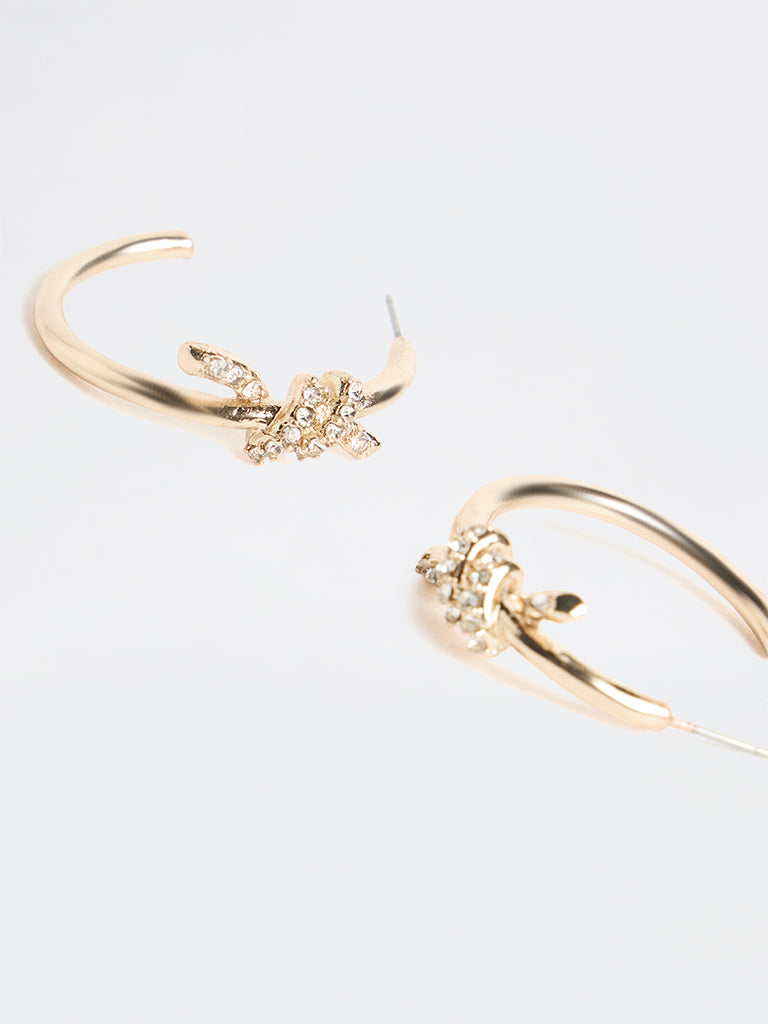Westside Accessories Gold Embellished Knot Hoop Earrings