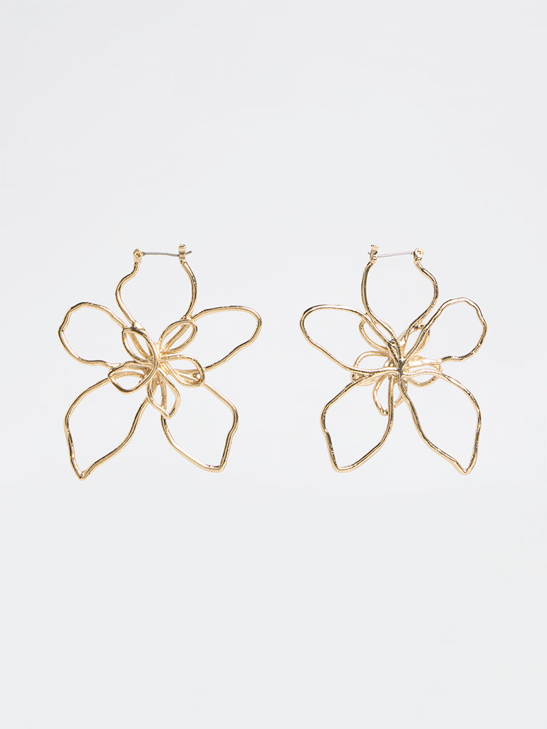 Westside Accessories Gold Floral Statement Earrings