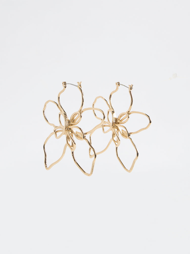 Westside Accessories Gold Floral Statement Earrings