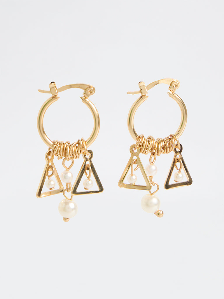 Westside Accessories Gold Pearl Charm Earrings