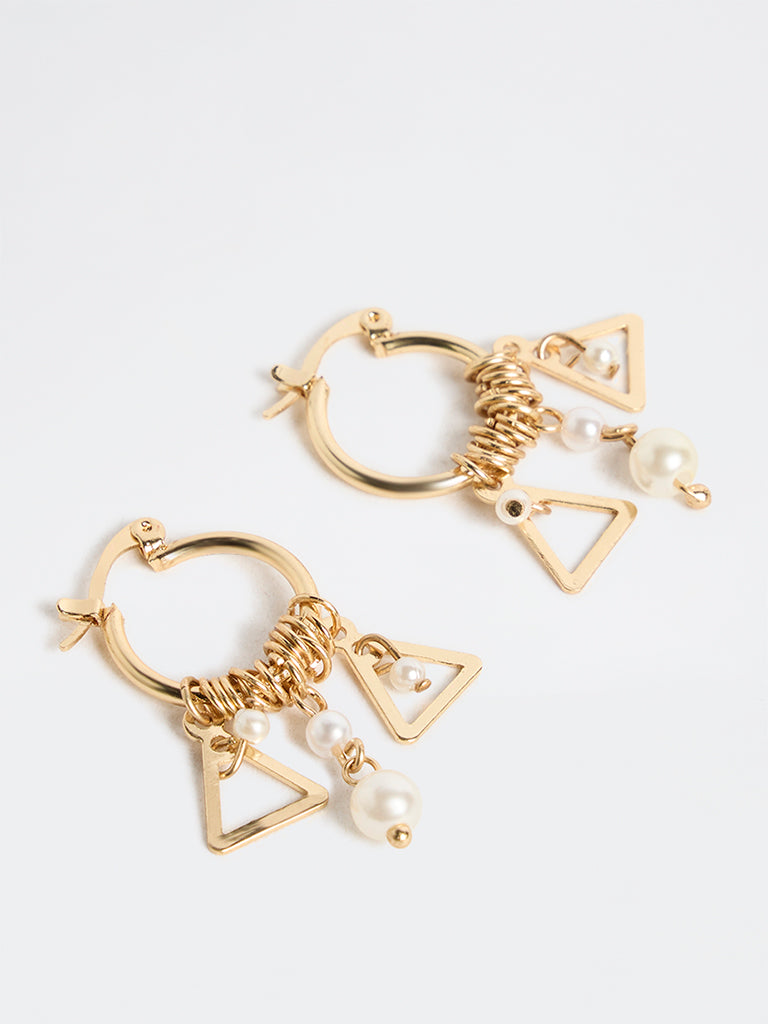 Westside Accessories Gold Pearl Charm Earrings