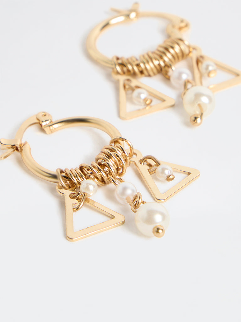 Westside Accessories Gold Pearl Charm Earrings