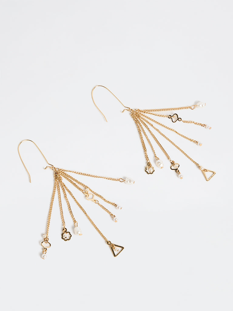 Westside Accessories Gold Chain Tassel Earrings