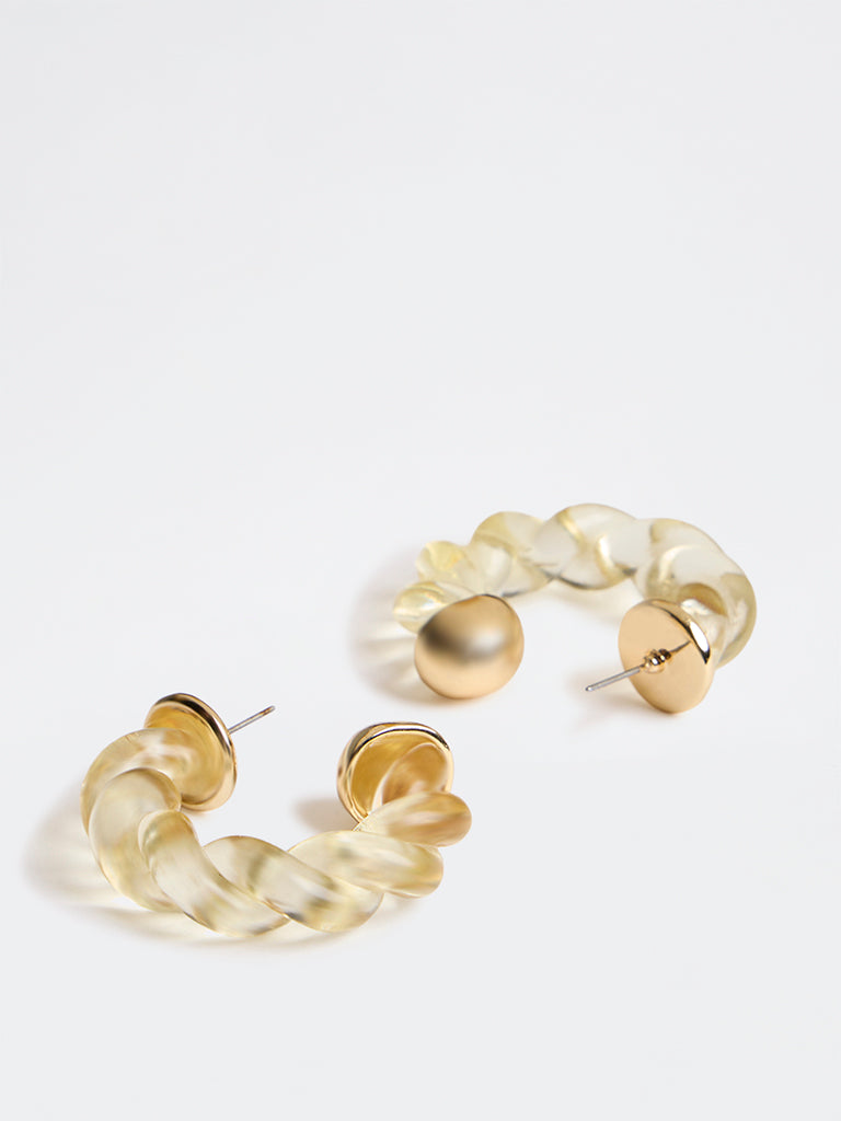 Westside Accessories Yellow Twisted Hoop Earrings