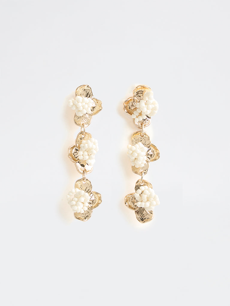 Westside Accessories Gold Floral Beaded Drop Earrings