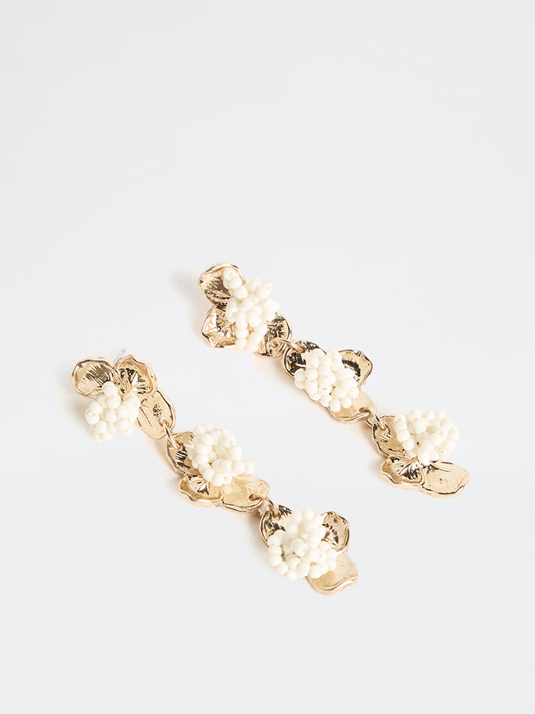 Westside Accessories Gold Floral Beaded Drop Earrings