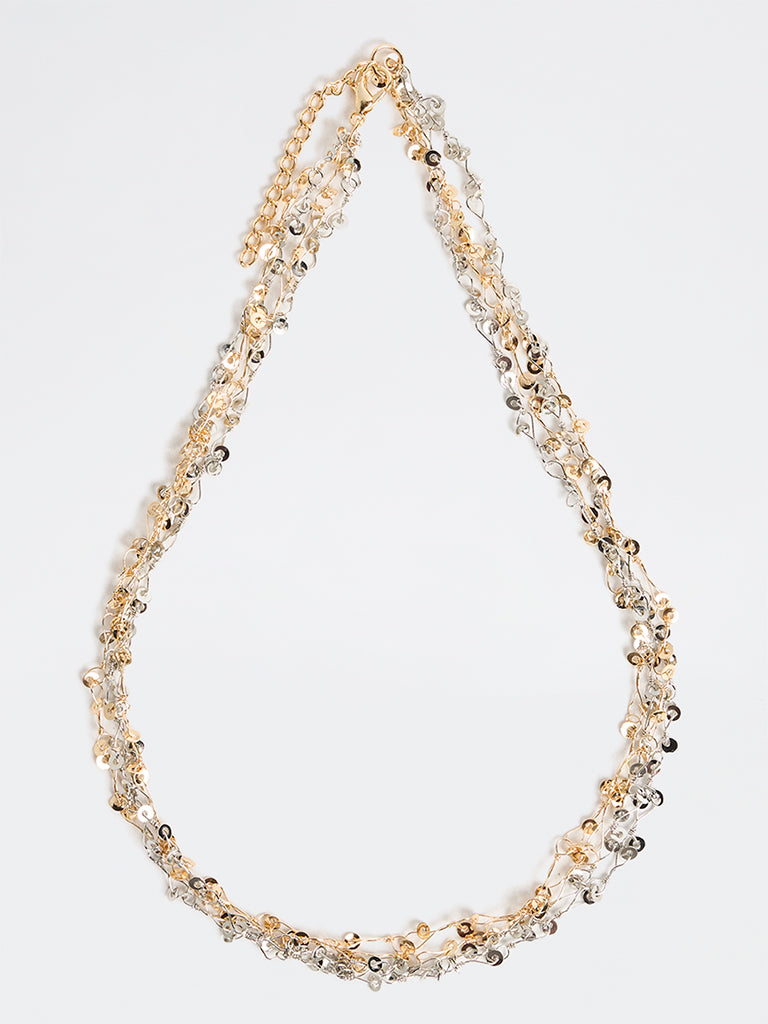 Westside Accessories Gold Silver Dual Sequin Necklace