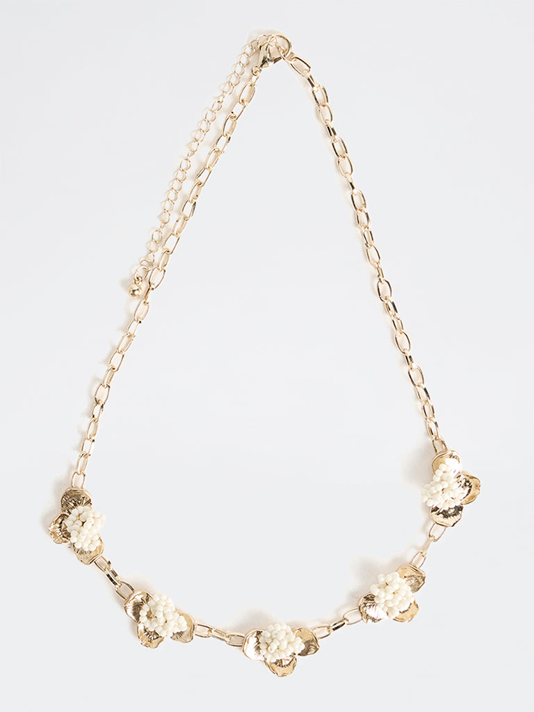 Westside Accessories Gold Floral Beaded Statement Necklace