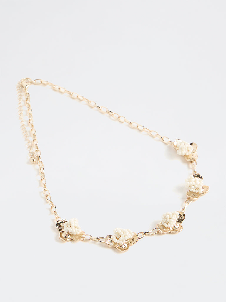 Westside Accessories Gold Floral Beaded Statement Necklace