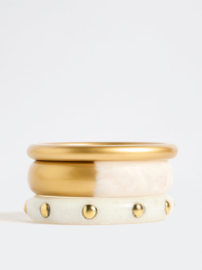 Westside Accessories Gold Resin and Metal Bangles - Set of 3