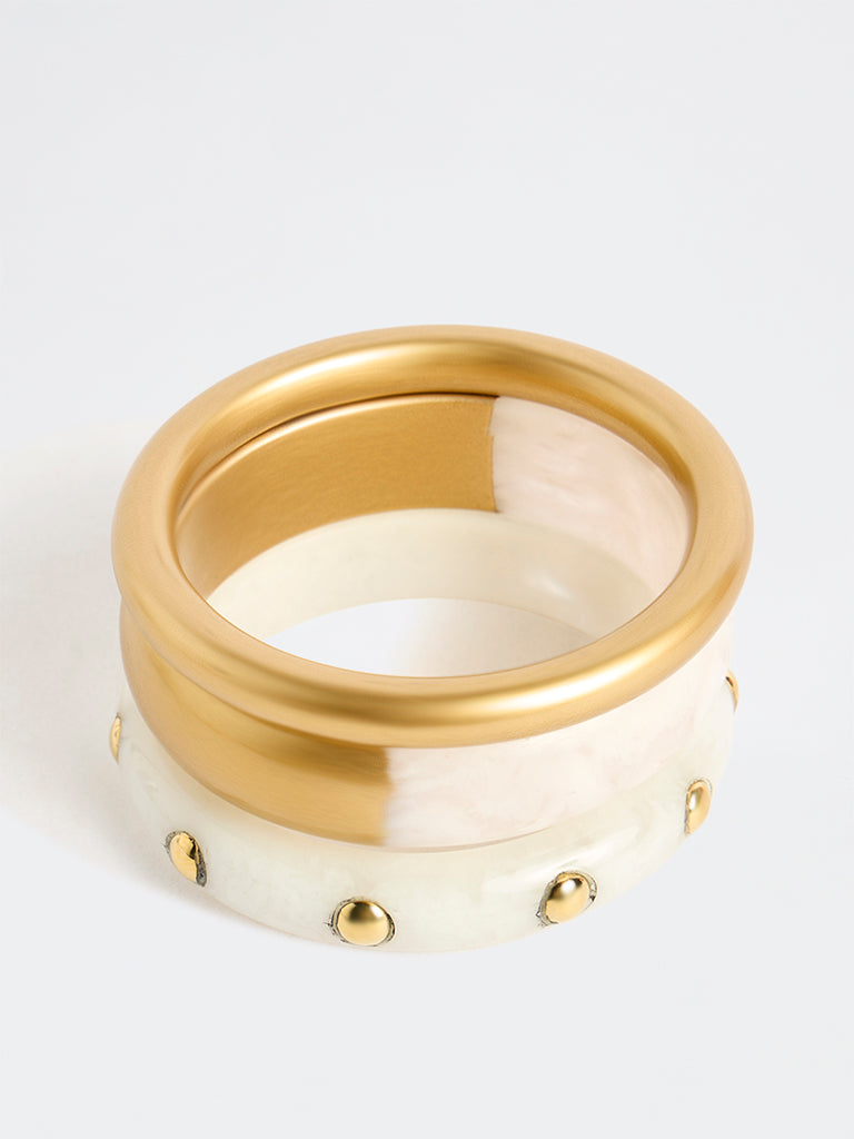 Westside Accessories Gold Resin and Metal Bangles - Set of 3