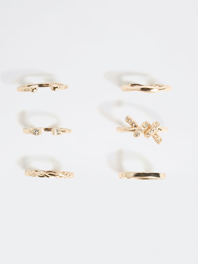 Westside Accessories Gold Knot Stack Rings - Pack of 6