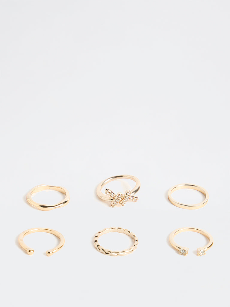 Westside Accessories Gold Knot Stack Rings - Pack of 6