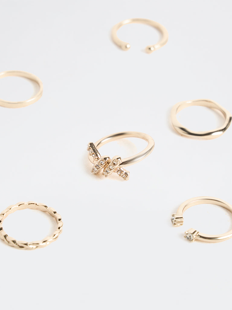 Westside Accessories Gold Knot Stack Rings - Pack of 6