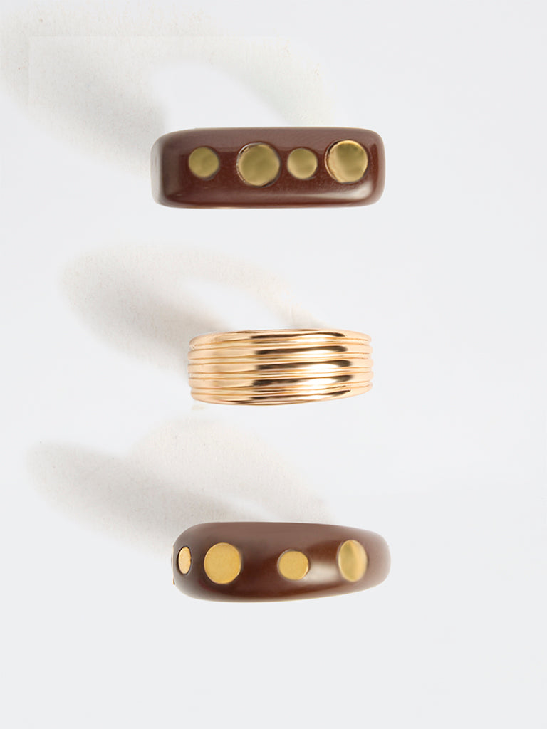 Westside Accessories Multicolour Resin and Metal Rings - Pack of 3
