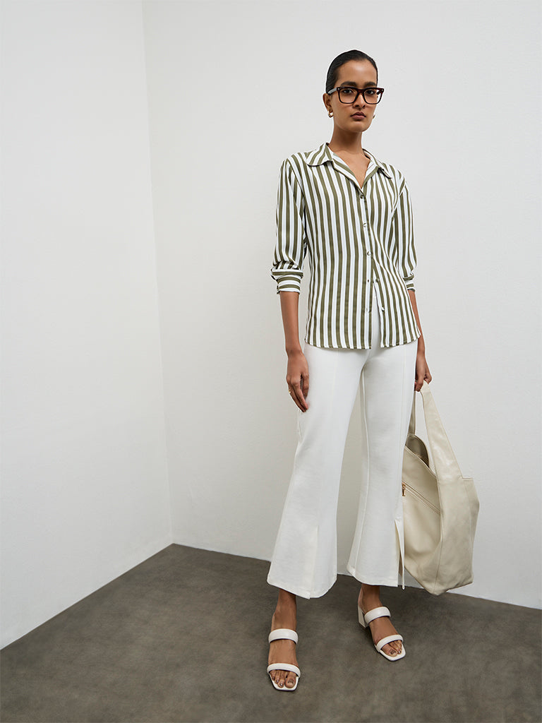 Wardrobe Olive Striped Shirt