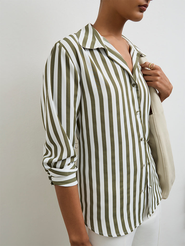 Wardrobe Olive Striped Shirt