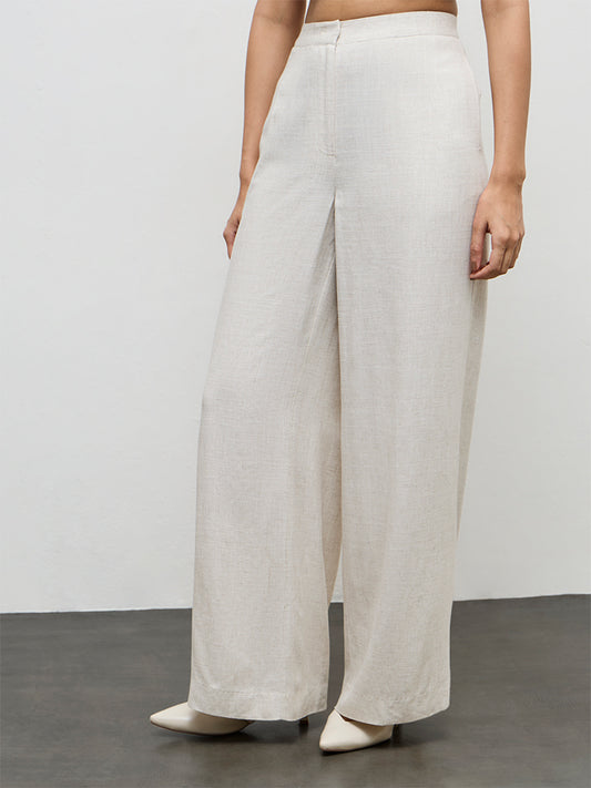 Wardrobe Light Beige High-Rise Cotton Trousers