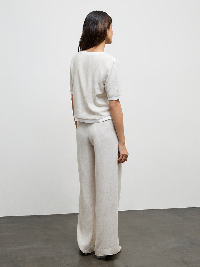 Wardrobe Light Beige High-Rise Cotton Trousers