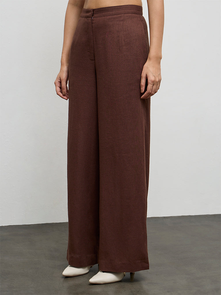 Wardrobe Brown High-Rise Cotton Trousers