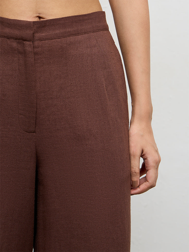 Wardrobe Brown High-Rise Cotton Trousers