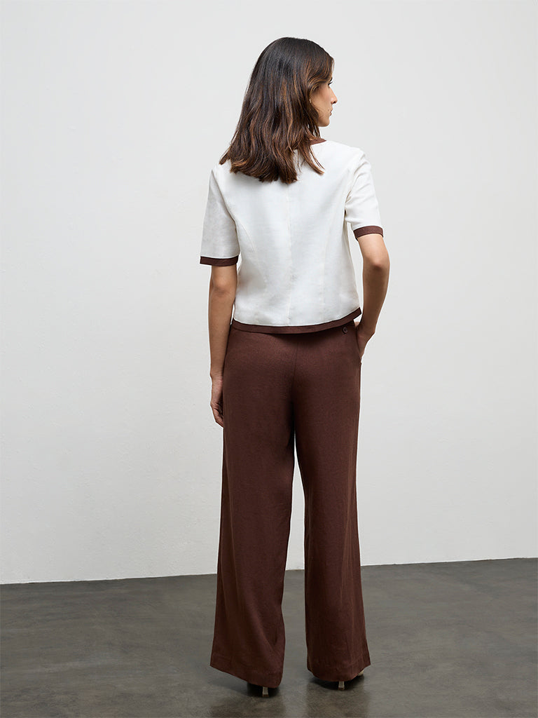Wardrobe Brown High-Rise Cotton Trousers