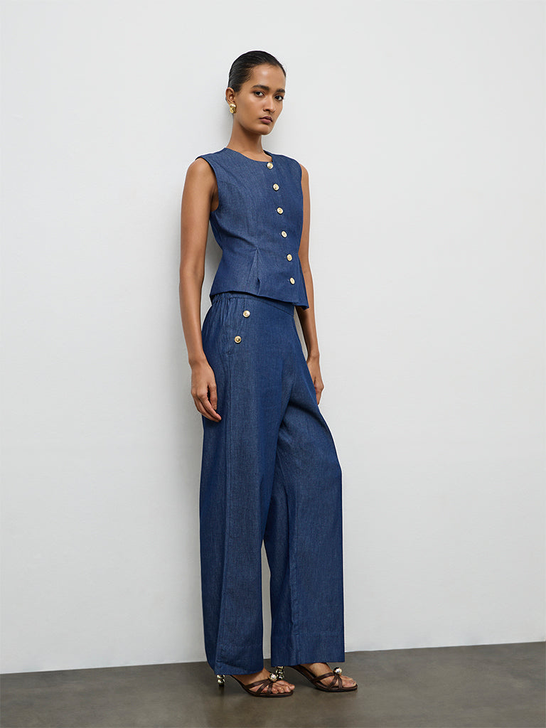 Wardrobe Indigo High-Rise Denim Trousers