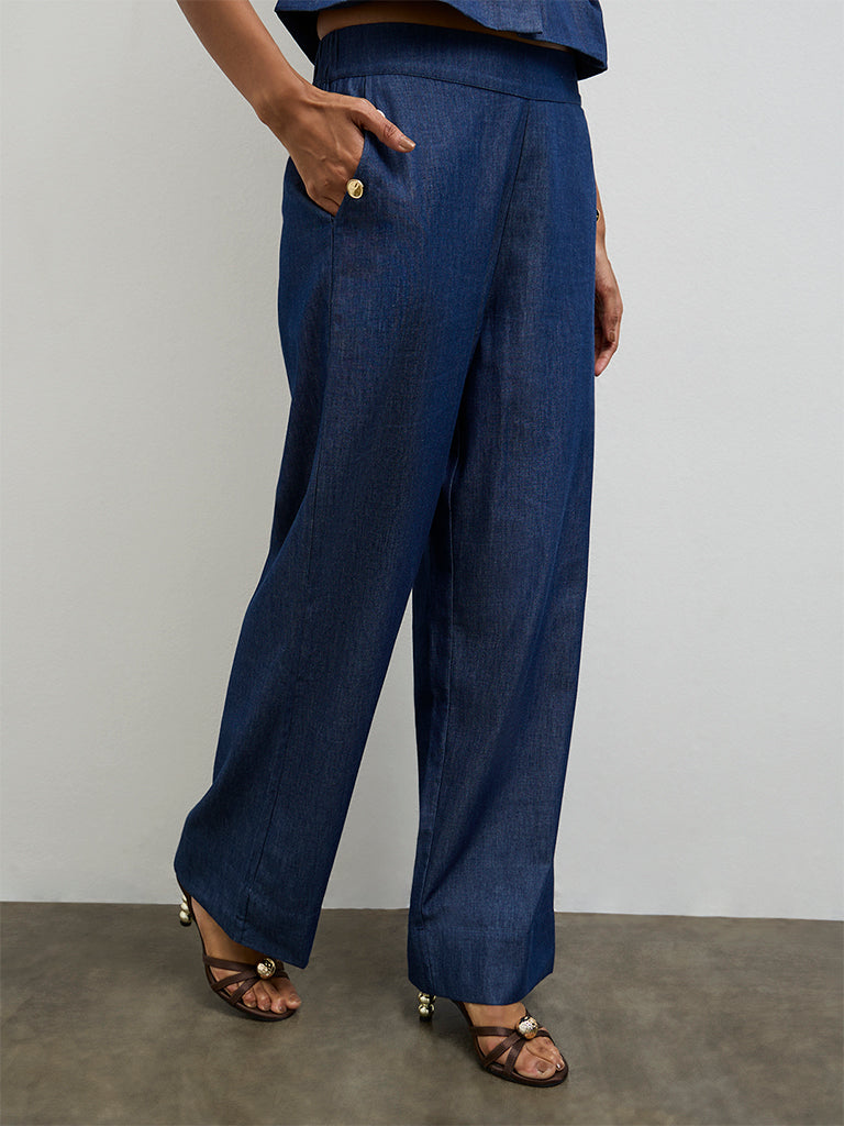 Wardrobe Indigo High-Rise Denim Trousers
