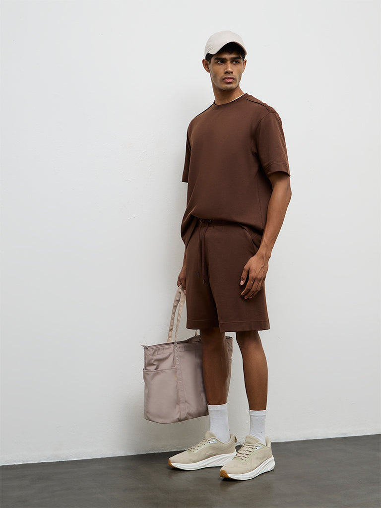Nuoflexx Brown Relaxed-Fit Mid-Rise Shorts