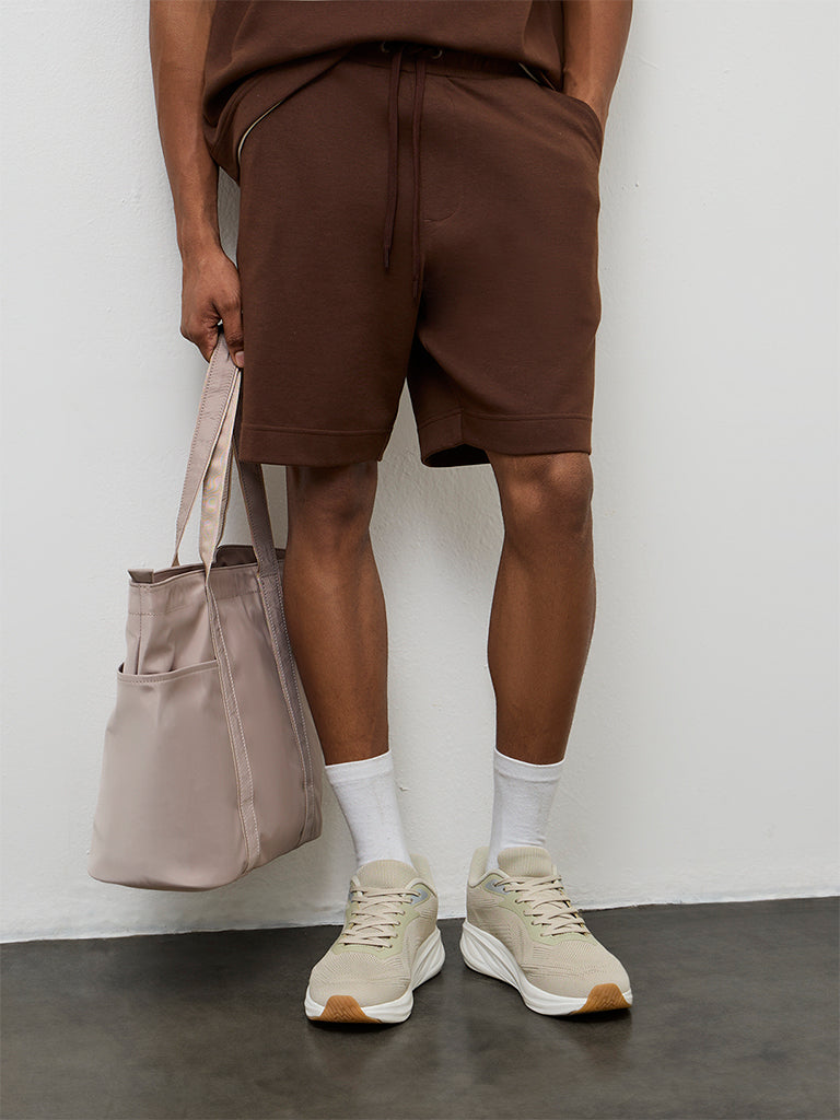 Nuoflexx Brown Relaxed-Fit Mid-Rise Shorts