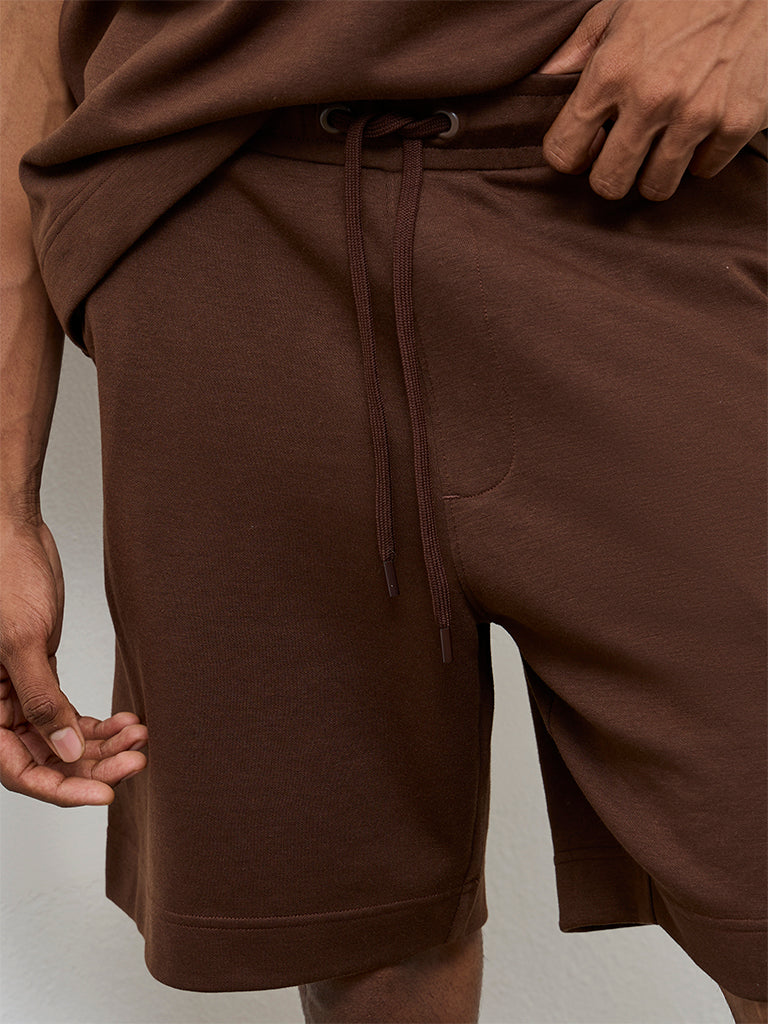 Nuoflexx Brown Relaxed-Fit Mid-Rise Shorts