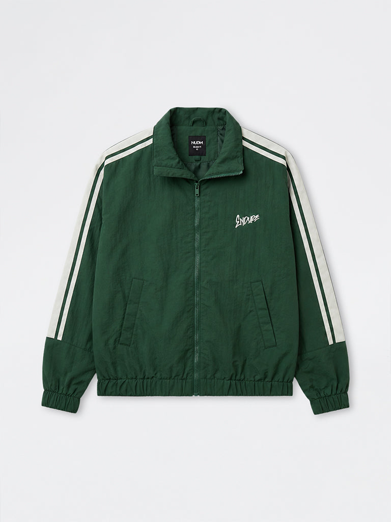 Nuon Green Striped Relaxed-Fit Track Jacket