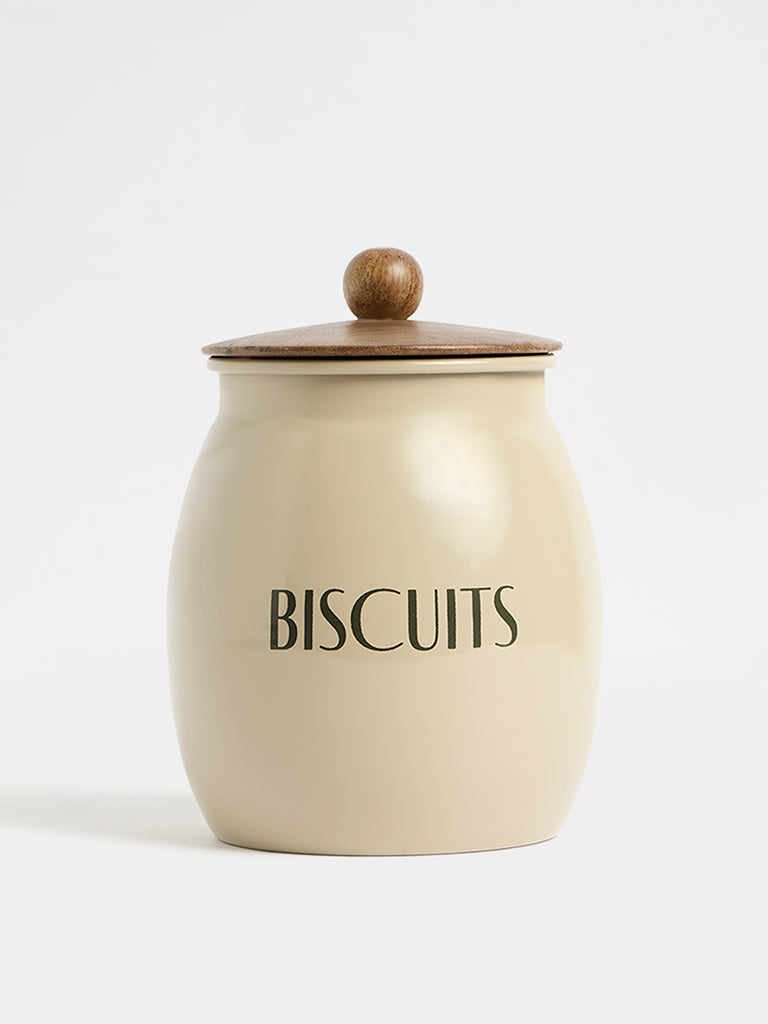 Westside Home Beige Biscuits Canister with Lid