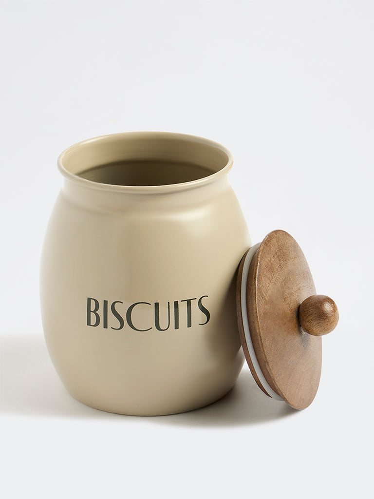 Westside Home Beige Biscuits Canister with Lid