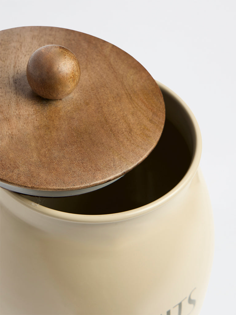 Westside Home Beige Biscuits Canister with Lid