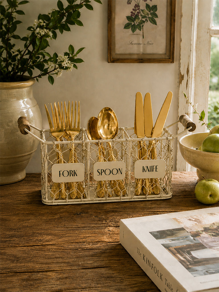 Westside Home Beige Wired Cutlery Holder
