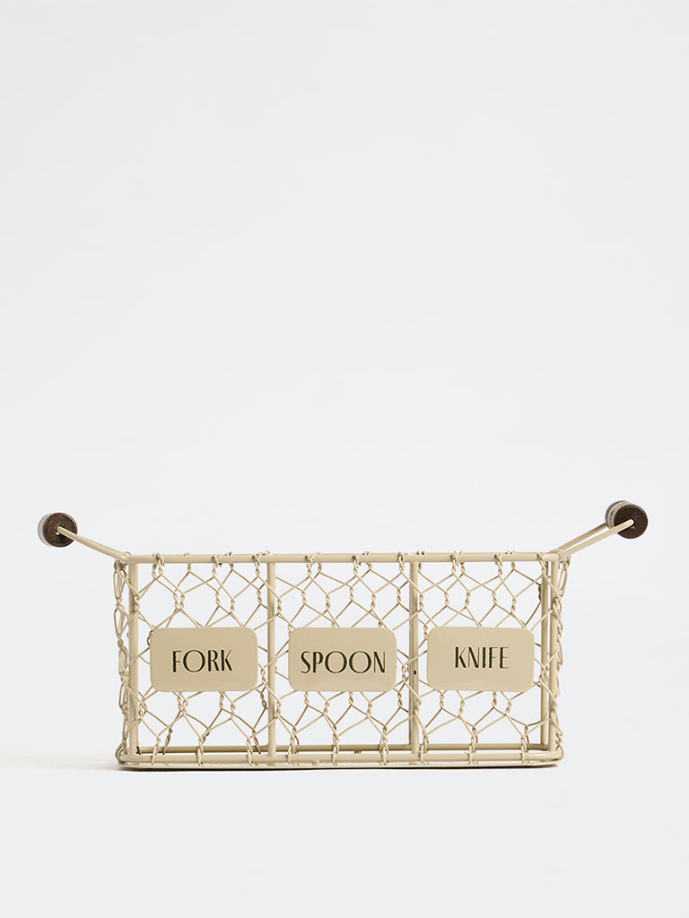 Westside Home Beige Wired Cutlery Holder