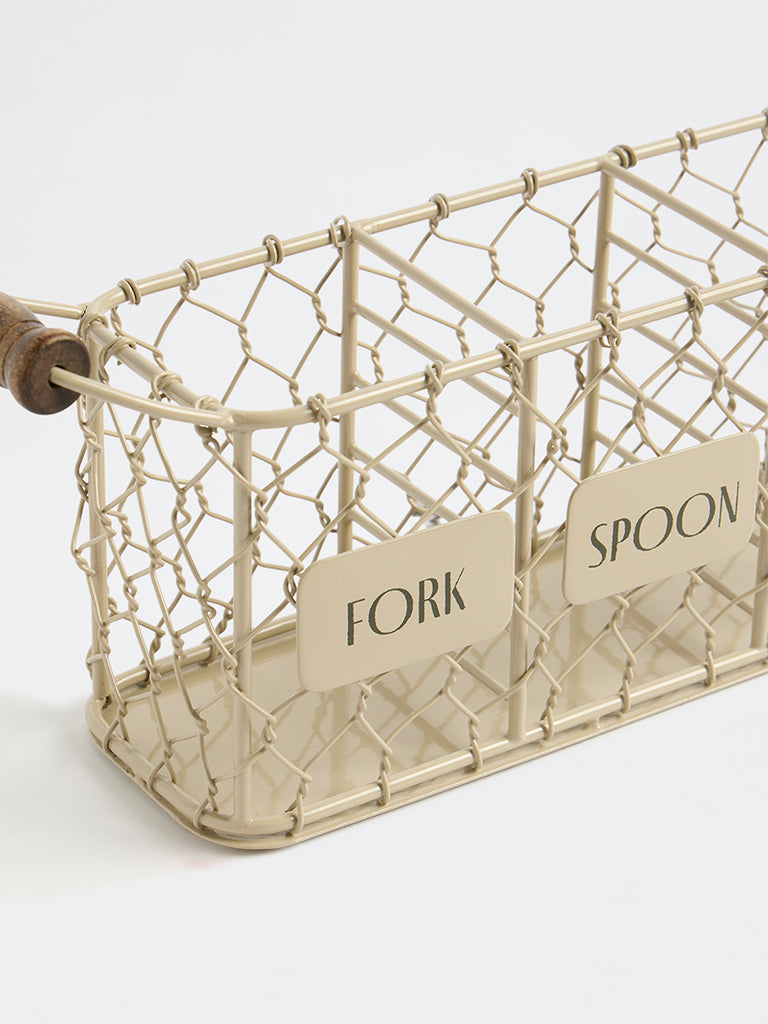 Westside Home Beige Wired Cutlery Holder