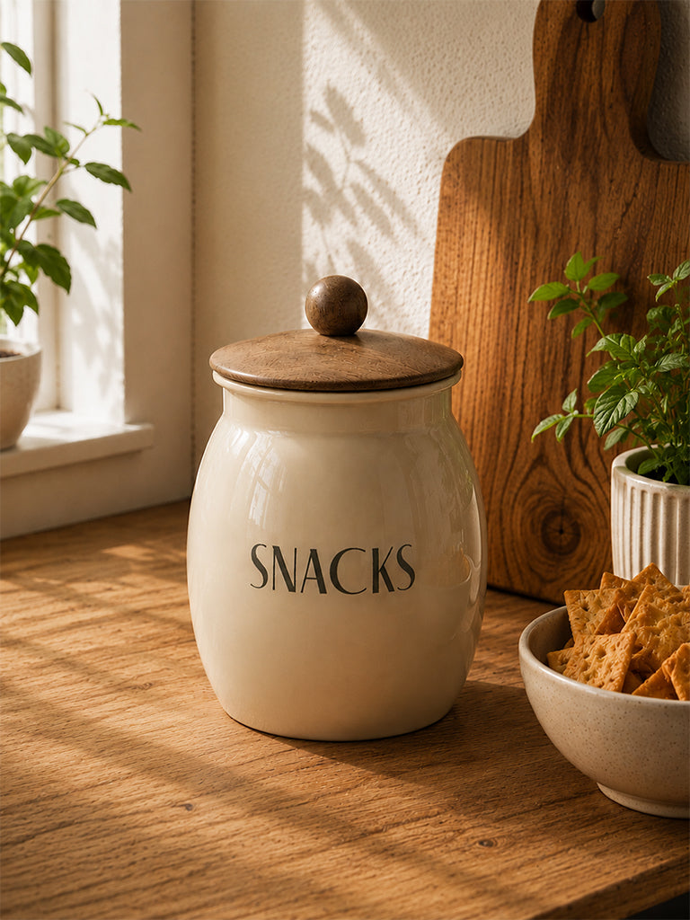 Westside Home Beige Snacks Canister with Lid