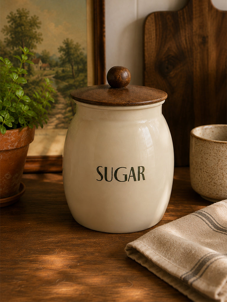 Westside Home Beige Sugar Canister with Lid