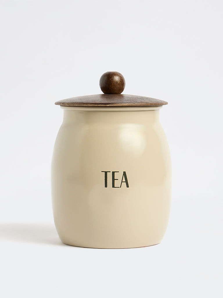 Westside Home Beige Tea Canister with Lid