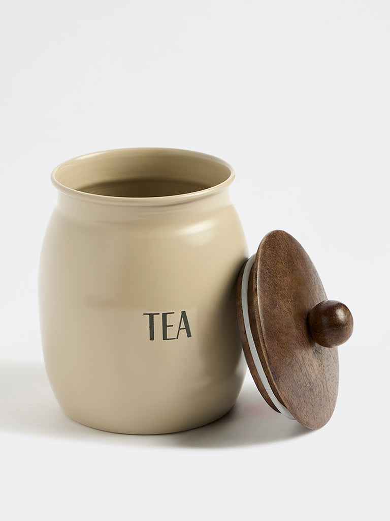 Westside Home Beige Tea Canister with Lid