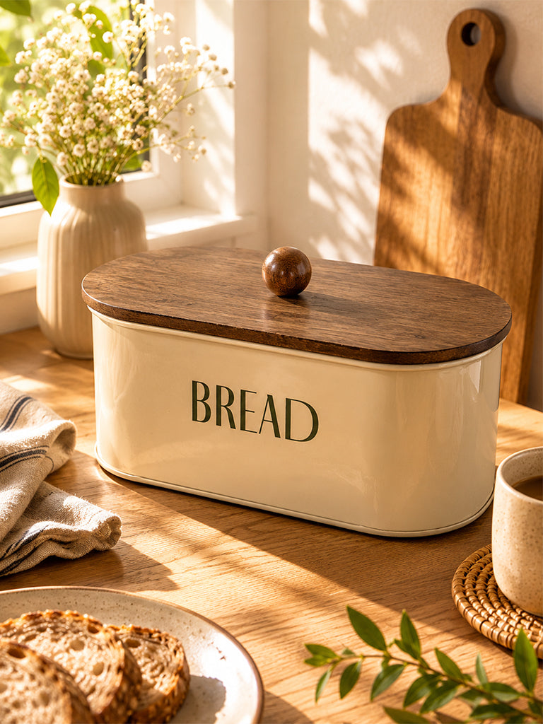 Westside Home Beige Bread Box with Lid