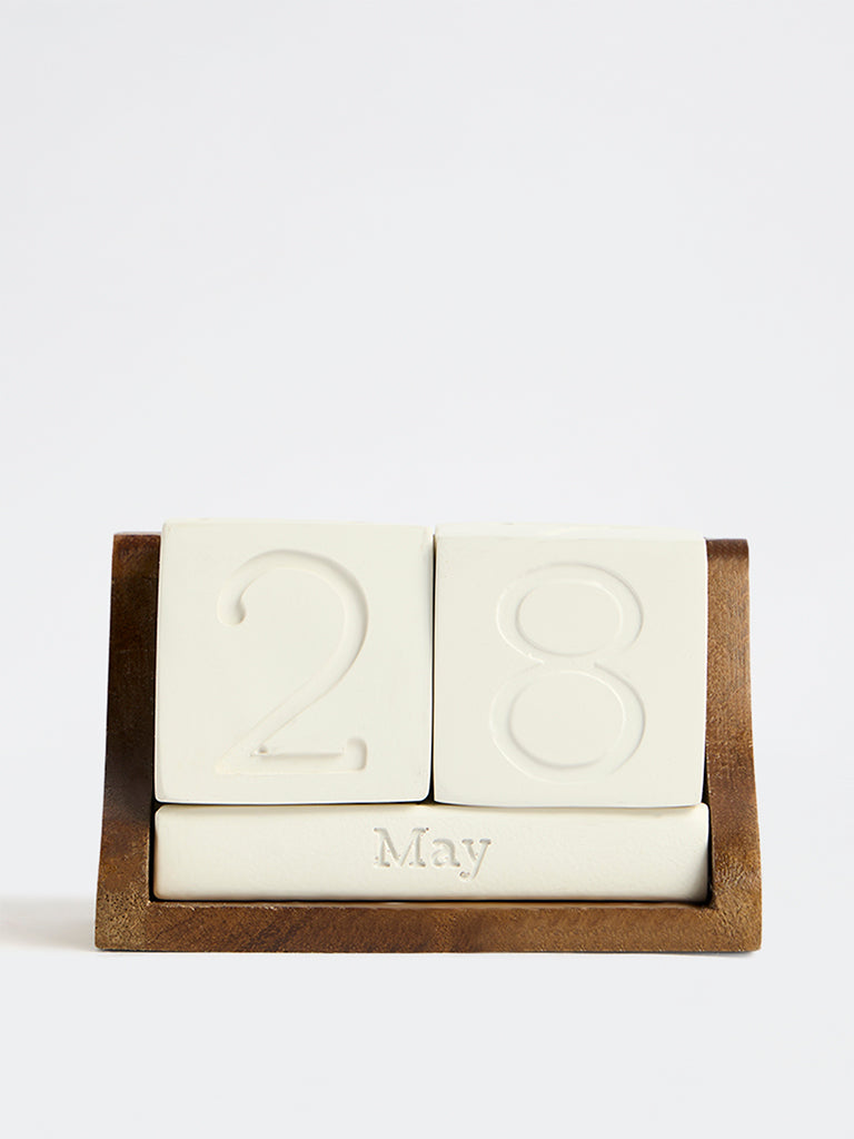 Westside Home White Marble Mix Desk Calendar