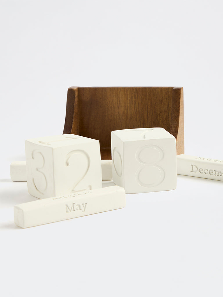 Westside Home White Marble Mix Desk Calendar