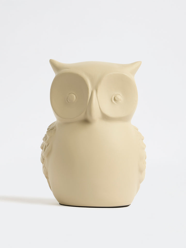 Westside Home Ivory Marble Mix Big Owl Decorative Object