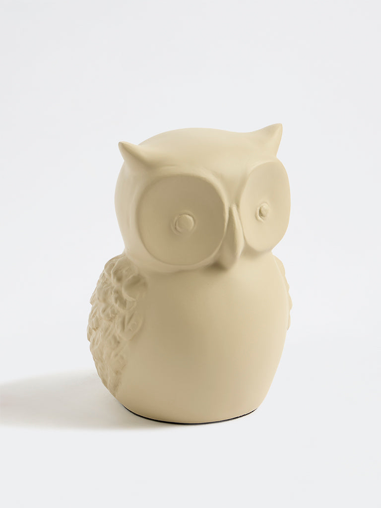 Westside Home Ivory Marble Mix Big Owl Decorative Object
