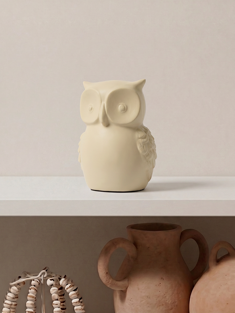 Westside Home Ivory Marble Mix Small Owl Decorative Object
